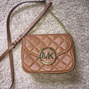 Micheal Kors Brown Quilted Leather Crossbody